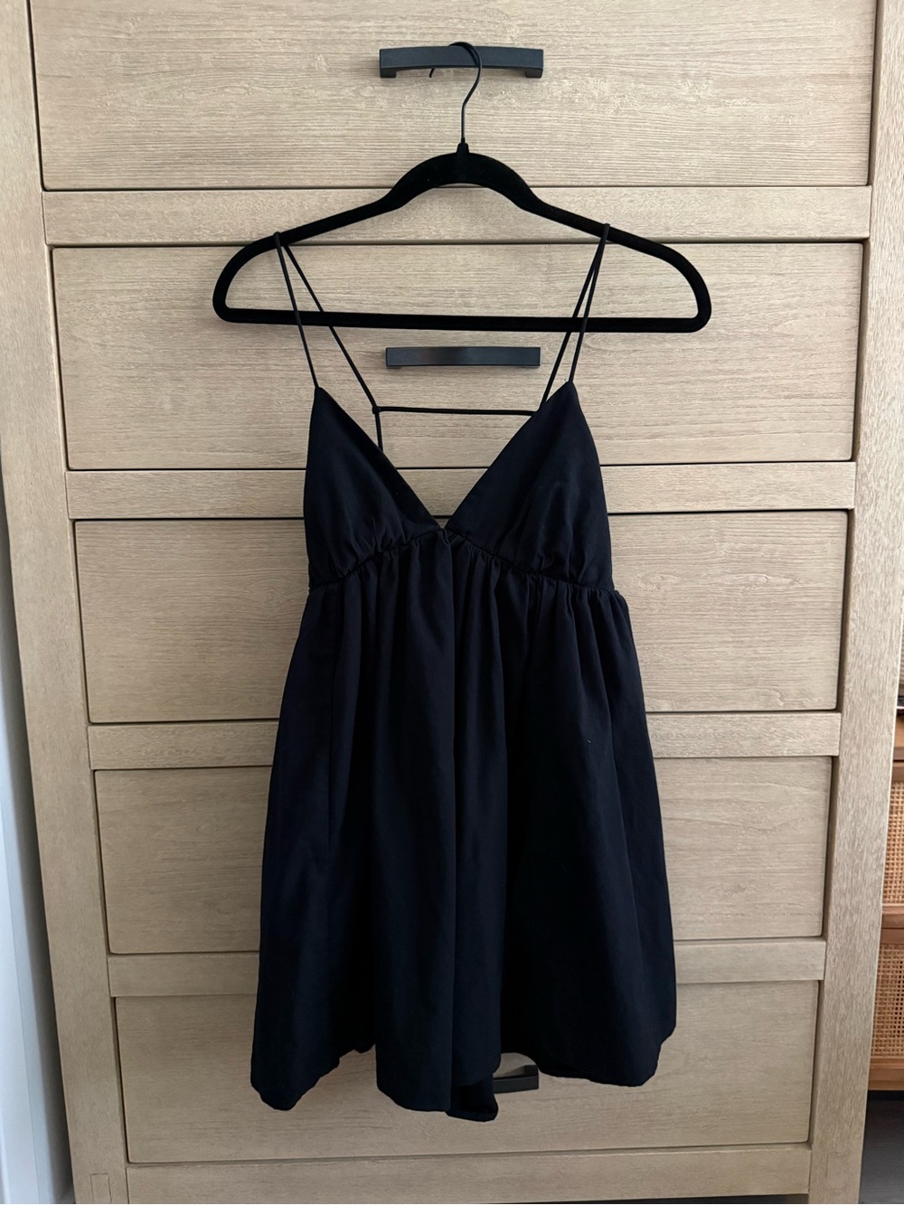 Reformation Black Spaghetti-Strap Mini Dress